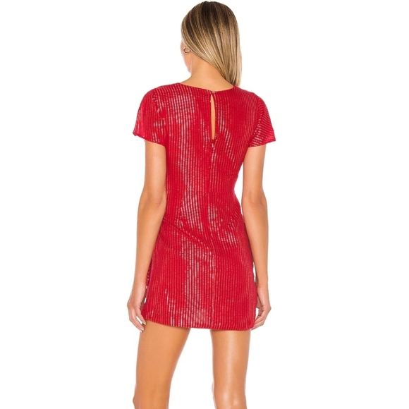 Majorelle Evelyn red silver cutout mini dress XS - Picture 3 of 5